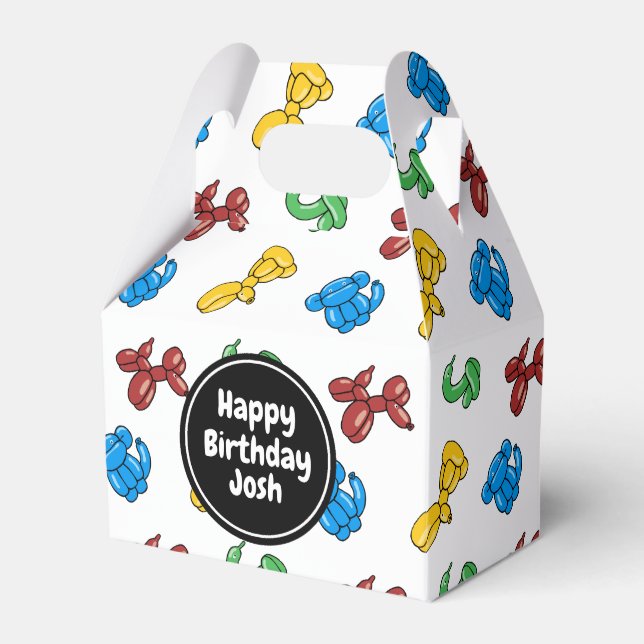 Fun, bright balloon animals design favor boxes (Front Side)