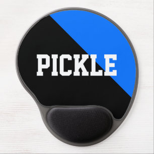 Fun Bright Blue Black Color Block Bold PICKLE Text Gel Mouse Pad