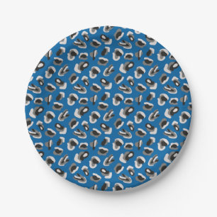 Fun Bright Blue Camo/Animal Print Pattern Paper Plates