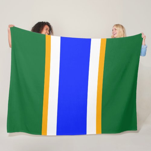 Fun Bright Blue White Yellow Green Racing Stripes Fleece Blanket