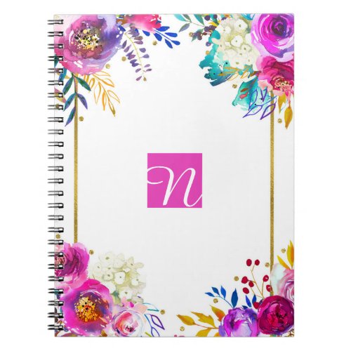 Fun Bright Bold Watercolor Floral Color Splash Notebook