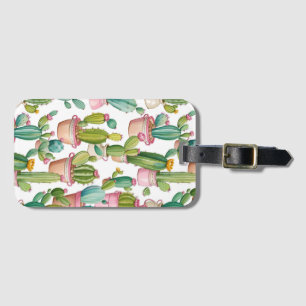 Fun bright cacti luggage tag