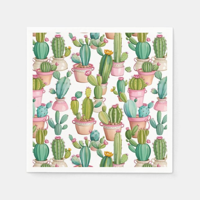 Fun bright cacti  napkins (Front)