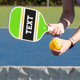 Fun Bright Citrus Lime Orange Black White Stripes Carbon Fiber Pickleball Paddle