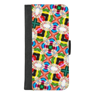 Fun Bright Colorful Kaleidoscope Cross Pattern iPhone 8/7 Plus Wallet Case