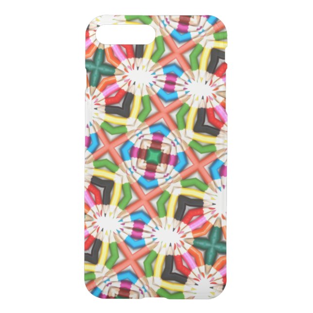 Fun Bright Colorful Kaleidoscope Cross Pattern Uncommon iPhone Case (Back)