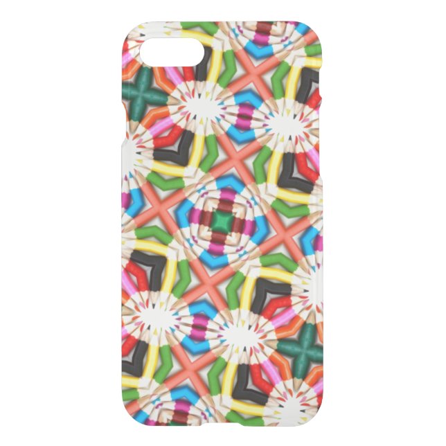 Fun Bright Colorful Kaleidoscope Cross Pattern Uncommon iPhone Case (Back)
