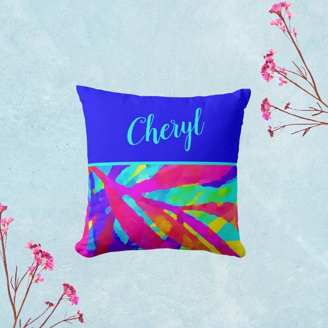 Fun Bright Colorful Modern Personalized Throw Pillow (Creator Uploaded)