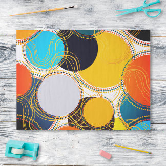 Fun Bright Colorful Retro Circle Abstract Tissue Paper
