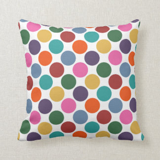 Fun Bright Colors Big Polka Dot Pattern Throw Pillow