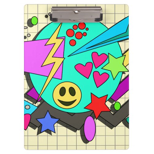 Fun Bright Comic Happy Pattern Retro Art  Clipboard