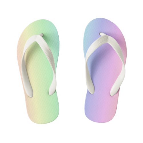 Fun Bright Cute Colorful Rainbow Pink Yellow Green Kids Flip Flops