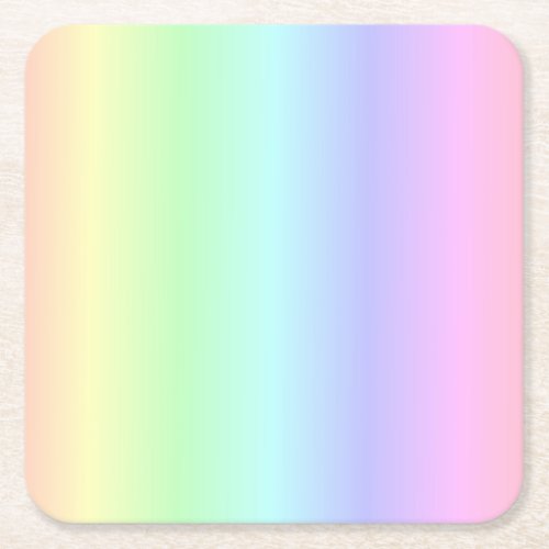 Fun Bright Cute Colorful Rainbow Pink Yellow Green Square Paper Coaster