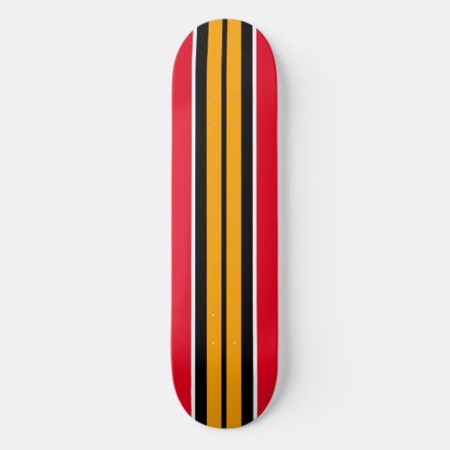 Fun Bright Golden Yellow Red Black Racing Stripes Skateboard