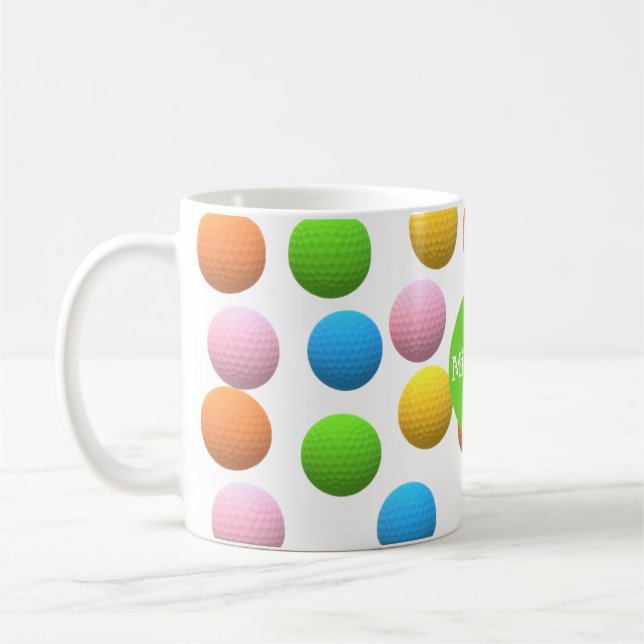 Fun Bright Golf Balls Coffee Mug (Left)