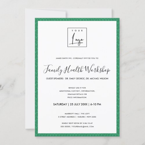 FUN BRIGHT GREEN DOODLE YOUR LOGO WORKSHOP EVENT INVITATION