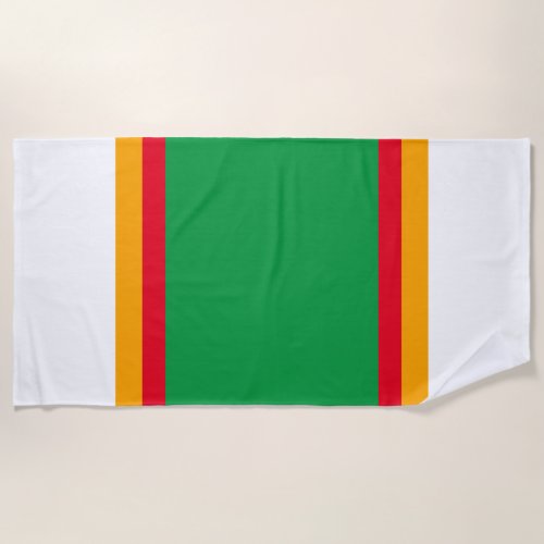 Fun Bright Green Red Yellow White Racing Stripes Beach Towel