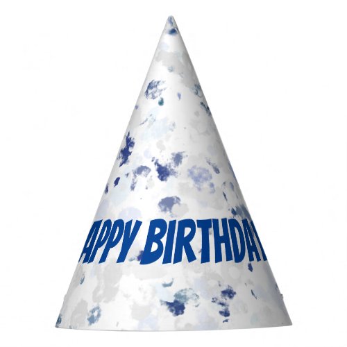 Fun Bright Happy Birthday Blue Gray Splatter Party Hat
