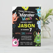 Fun Bright Monster Mash Birthday Party Invitation (Standing Front)
