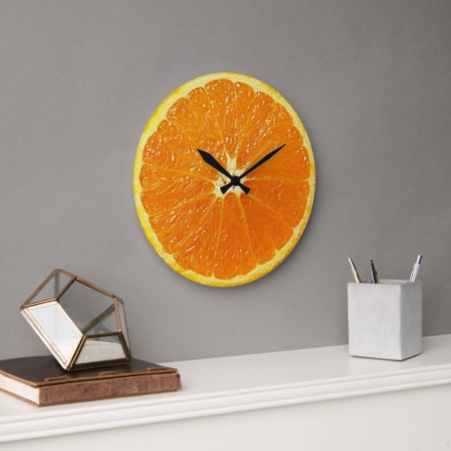 Fun Bright Orange Summer Fruit Slice Motif Large Clock