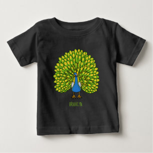 Fun bright peacock bird illustration baby T-Shirt