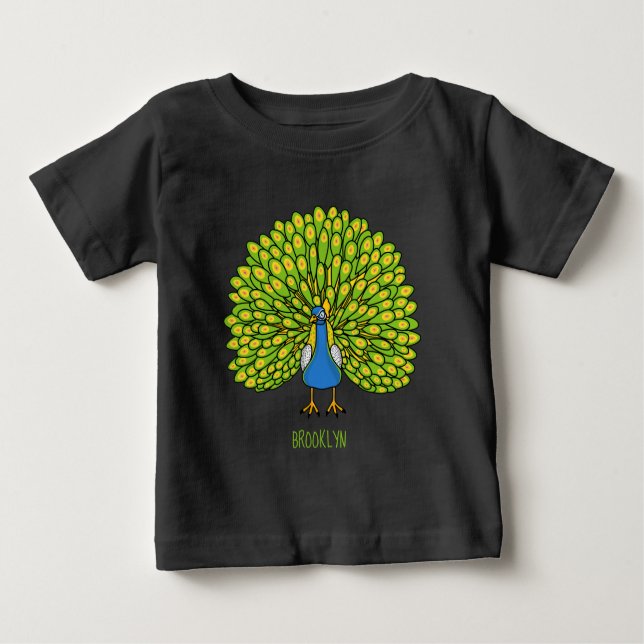 Fun bright peacock bird illustration baby T-Shirt (Front)