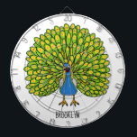 Fun bright peacock bird illustration dart board<br><div class="desc">This happy bright peacock is drawn in fun illustration style.</div>