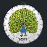 Fun bright peacock bird illustration dart board<br><div class="desc">This happy bright peacock is drawn in fun illustration style.</div>