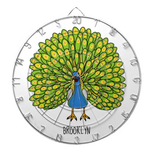 Fun bright peacock bird illustration dart board