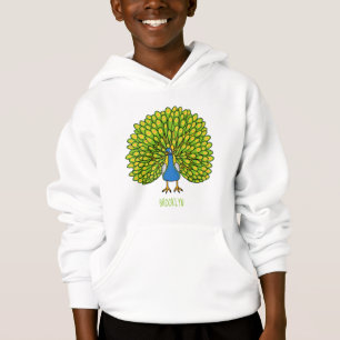 Fun bright peacock bird illustration hoodie