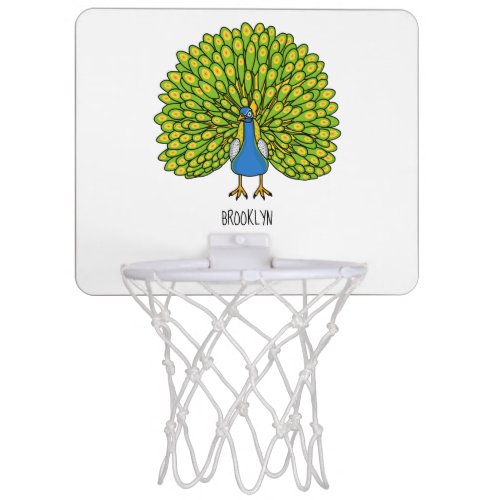 Fun bright peacock bird illustration mini basketball hoop