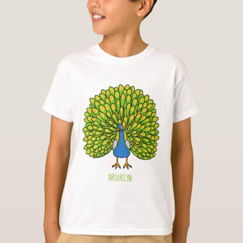 Fun bright peacock bird illustration T_Shirt