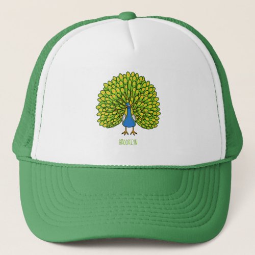 Fun bright peacock bird illustration trucker hat