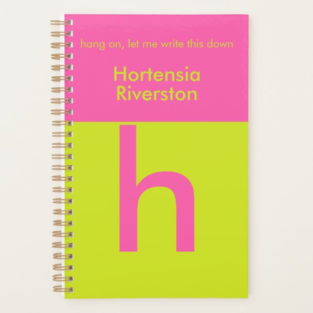 Fun Bright Personalized Custom Monogram Planner (Front)