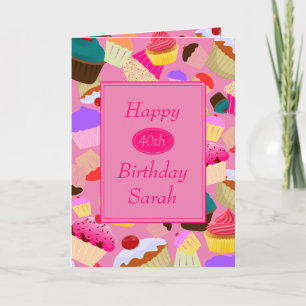 Fun, Bright Pink Cupcake Any Age Birthday Card