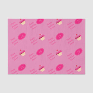 Fun, Bright Pink Cupcake Any Age Birthday Tissue Paper