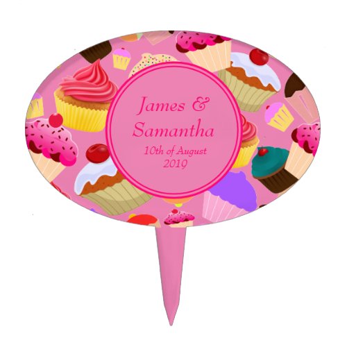 Fun Bright Pink Cupcake  _ Cake Topper