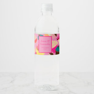 Fun, Bright Pink Cupcake - Water Bottle Label