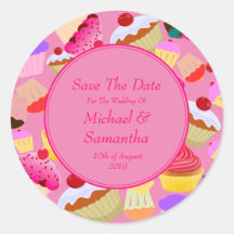 Fun, Bright Pink Cupcake - Wedding Save The Date