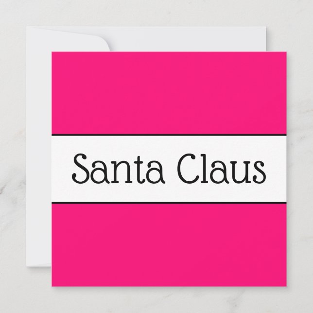 Fun Bright Pink White Jolly Santa Claus Stripes Holiday Card (Front)