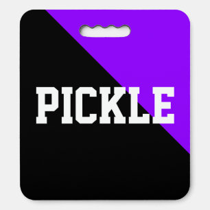 Fun Bright Purple Black Sporty Bold "PICKLE" Text Seat Cushion