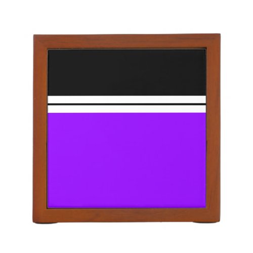 Fun Bright Purple Black Twin White Racing Stripes Desk Organizer