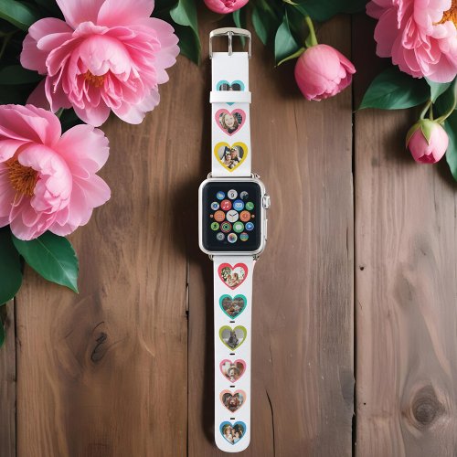 Fun Bright Rainbow Coloured Heart Photo Frame Apple Watch Band