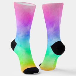 Fun bright Rainbow tie dye watercolor ombre Socks