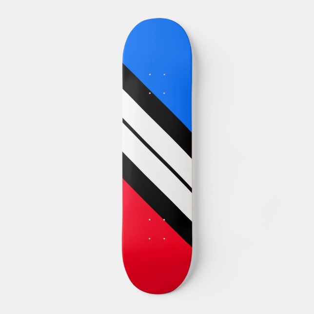 Fun Bright Red Blue Black White Racing Stripes Skateboard (Front)