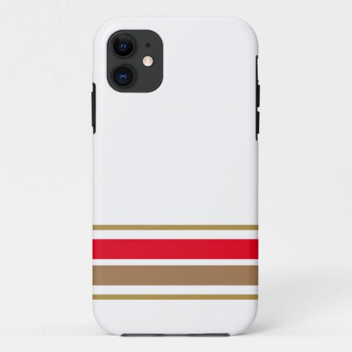 Fun Bright Red Brown Base Racing Stripes On White iPhone 11 Case