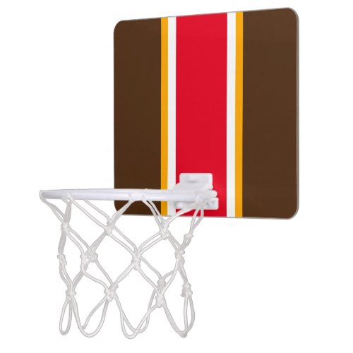 Fun Bright Red Brown Yellow White Racing Stripes Mini Basketball Hoop