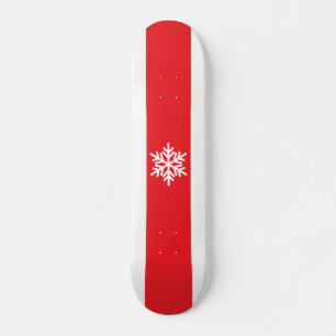 Fun Bright Red White Alpine Stripes Snowflake Skateboard