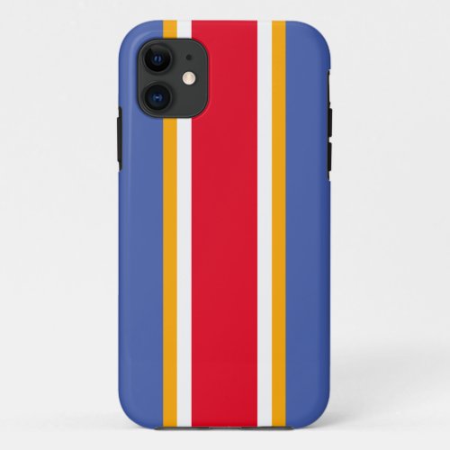 Fun Bright Red White Blue Yellow Racing Stripes iPhone 11 Case