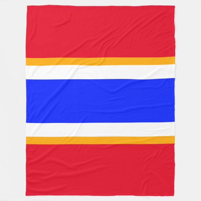 Fun Bright Red White Blue Yellow Racing Stripes Fleece Blanket (Front)
